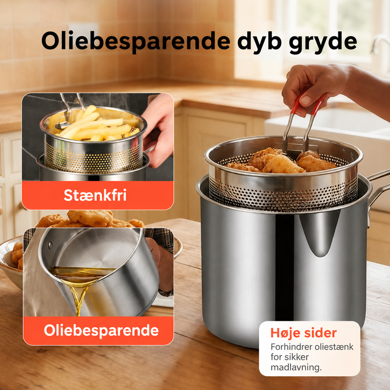 SprødKurv™ | Frituregryde i rustfrit stål