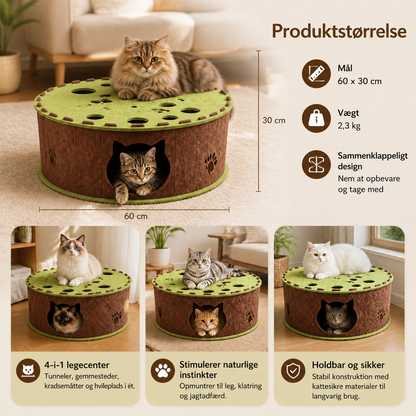 KatteBo™ - Interaktivt Lege- & Kradsehus til Katte