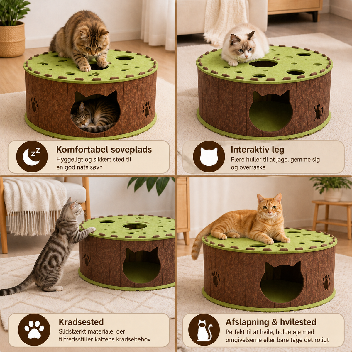 KatteBo™ - Interaktivt Lege- & Kradsehus til Katte