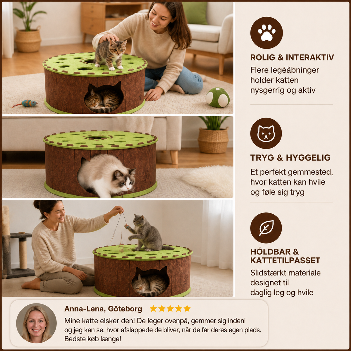 KatteBo™ - Interaktivt Lege- & Kradsehus til Katte