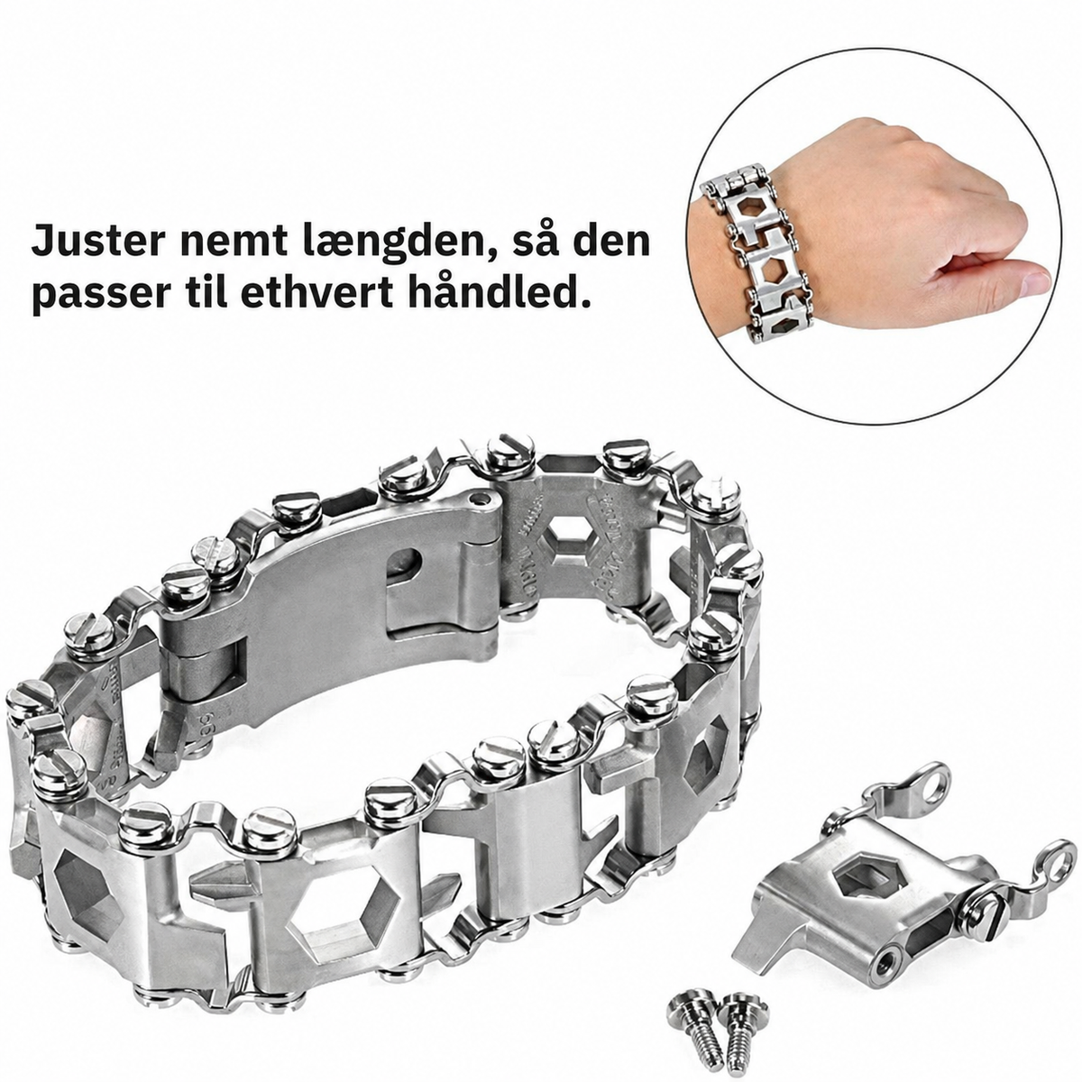 MultiMester™ – 29-i-1 værktøjsarmbånd i rustfrit stål.