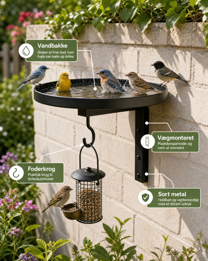 FugleHavn™ - Vægmonteret fuglefoderstation i metal – vejrbestandig, nem at rengøre og ideel til haven, altanen og terrassen 🌿