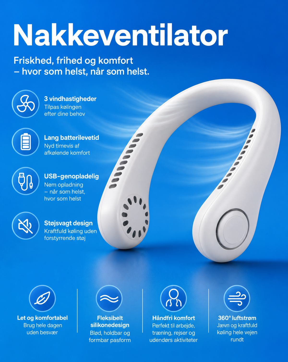 AirHalo™ - Den bærbare nakkeventilator, der holder dig kølig hele dagen