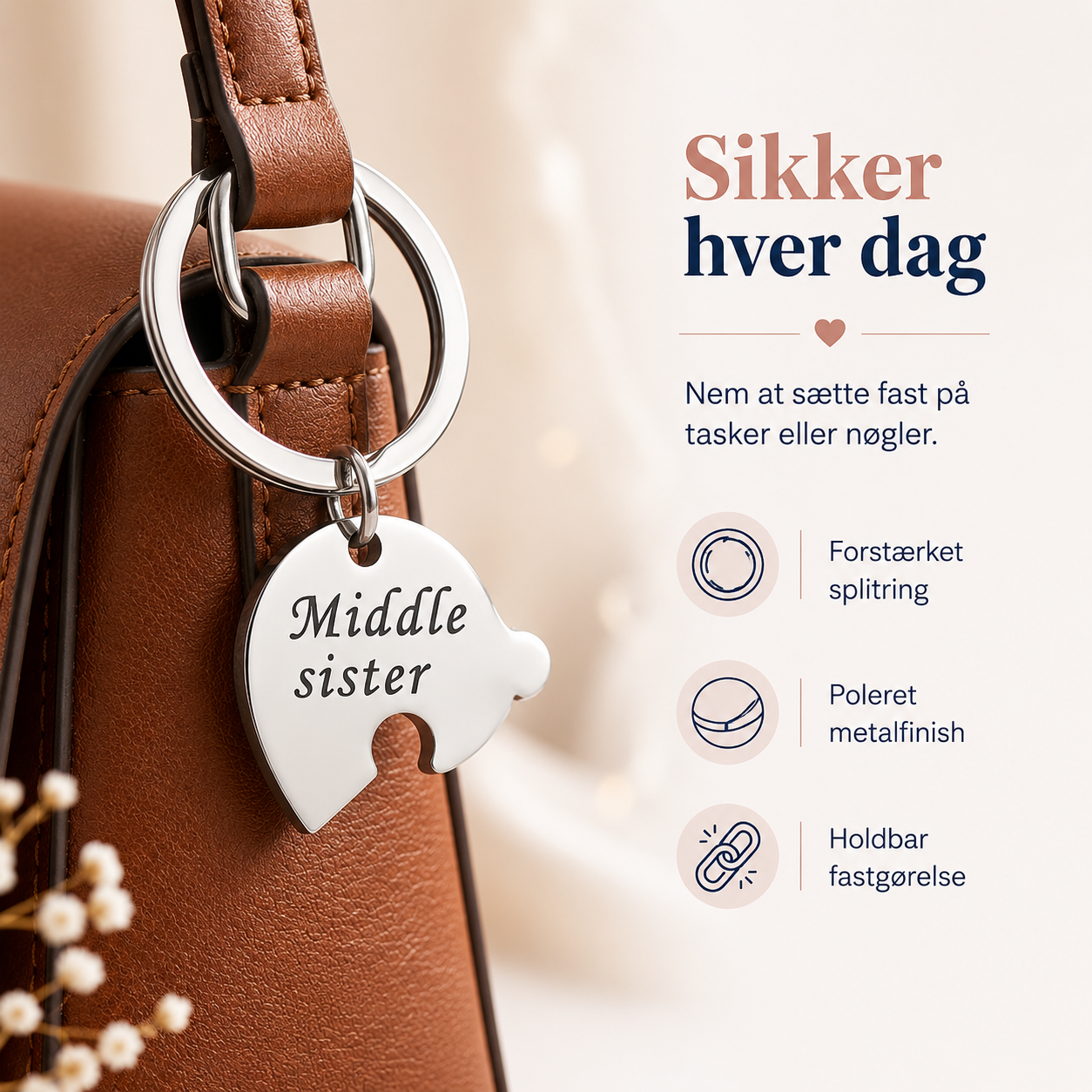 3-delige set in elkaar te klikken sleutelhangers van roestvrij staal