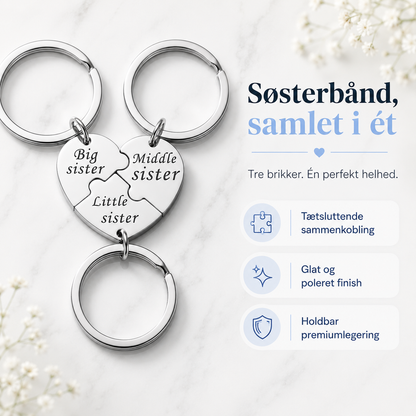 3-delige set in elkaar te klikken sleutelhangers van roestvrij staal