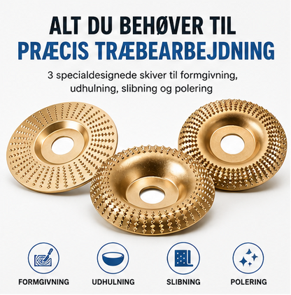 Professionelt Træbearbejdningssæt – 3 Specialdesignede Skiver
