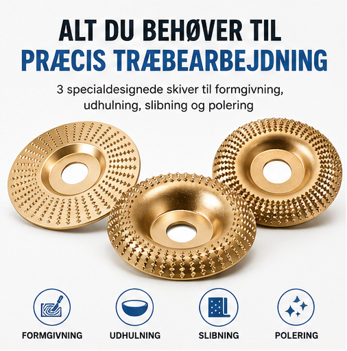 Professionelt Træbearbejdningssæt – 3 Specialdesignede Skiver