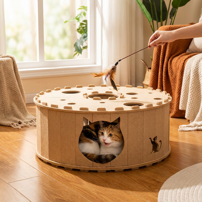 KatteBo™ - Interaktivt Lege- & Kradsehus til Katte